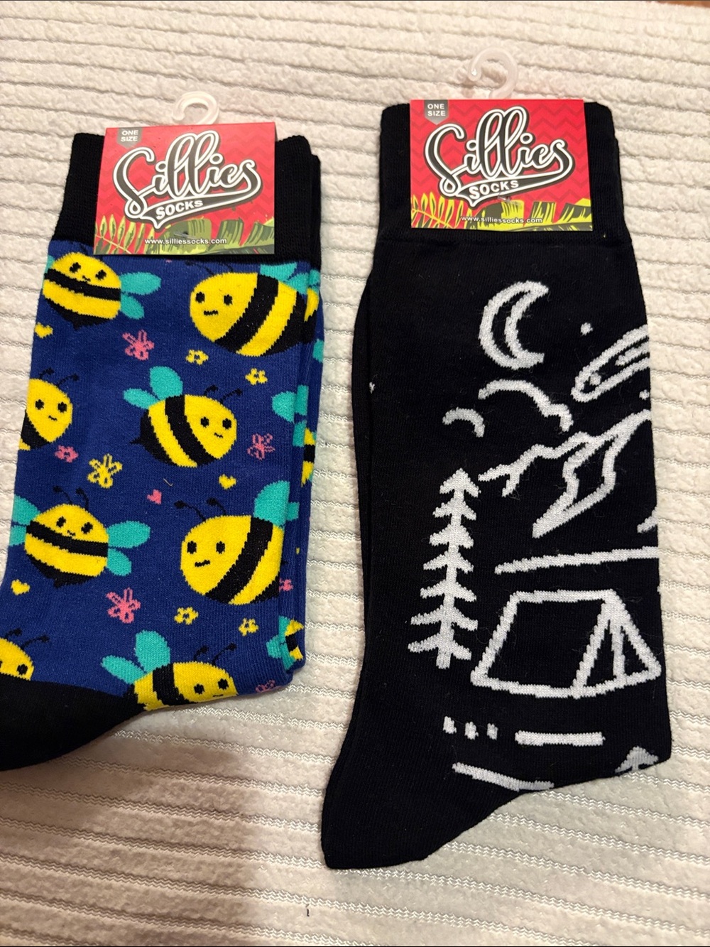 Sillies Men's Bee Pattern Crew Socks - Blue & Yellow